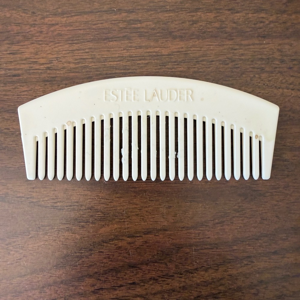 Estee Lauder Vintage Hair Comb Ivory Cream Plastic Curved Vanity Accessory